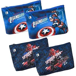 kuber industries Polyester Pack of 4 Pencil Pouch | Square Stationary Pouch | Pen-Pencil Box for Kids | School Geometry Pouch | Pencil Utility Bag | Marvel Pencil Organizer | Royal Blue & Navy Blue-picture-56