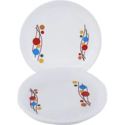 kuber industries Printed Small Round 3 Pieces Unbreakable Virgin Plastic Microwave Safe Dinner/Serving Plates (White) Dinner Plate-picture-25