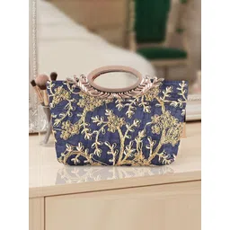 Kuber Industries Printed Structured Handheld Bag with Bow Detail-picture-12