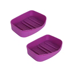 Kuber Industries Purple 2 piece Solid Plastic Soap Dish image 1