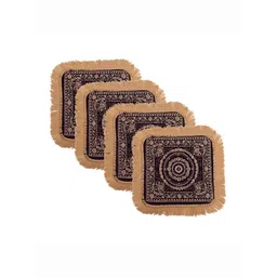 Kuber Industries Purple & Brown 4 Pieces Floral Printed Prayer Mats-picture-23