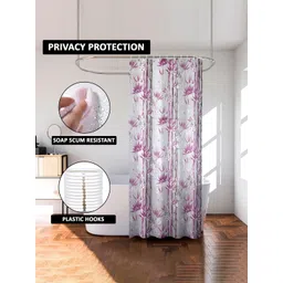 Kuber Industries Purple & Grey 6 Pieces Printed Water Proof Shower Curtains image 3