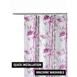 Kuber Industries Purple & Grey 6 Pieces Printed Water Proof Shower Curtains image 4