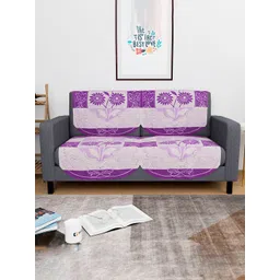 Kuber Industries Purple & Off White 4 Pieces Patti Design Cotton Sofa Covers-picture-19