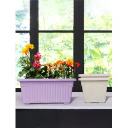Kuber Industries Purple & White 3 Pieces Rectangle Textured Lightweight Planters-picture-42