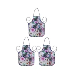 Kuber Industries Purple Pack Of 3 Floral Printed Waterproof Aprons-picture-15