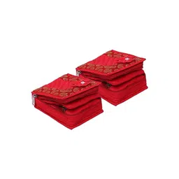 Kuber Industries Red 2 Pieces Portable Jewellery Organizer With 4 Tranasparent Pockets-picture-30