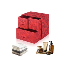 Kuber Industries Red 3 Pieces Flower Printed Drawer Organisers-picture-39