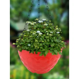 Kuber Industries Red 5 Pieces Textured Planters With Chain-picture-40