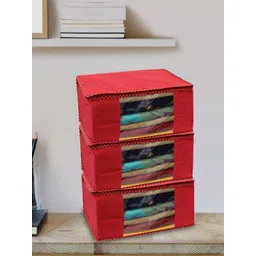 Kuber Industries Red 6 Pieces Non Woven Saree Organisers-picture-19