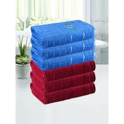 Kuber Industries Red & Blue 4 Pieces Striped 260 GSM Bath Towels-picture-18