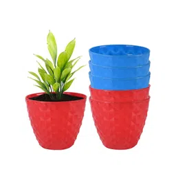 Kuber Industries Red & Blue 6 Pieces Diamond Pattern Flower Pots for Garden-picture-21