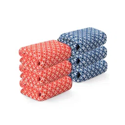 Kuber Industries Red & Blue 6 Pieces Printed Microfiber 280GSM Ultra Absorbent Face Towels-picture-18