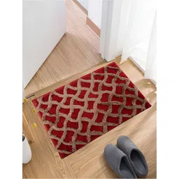 Kuber Industries Red & Brown 2-pcs Abstract Cotton Doormats-picture-16