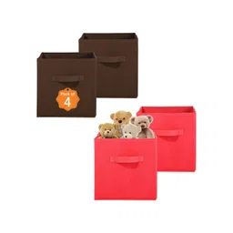 Kuber Industries Red & Brown 4 Pieces Non-Woven Cloth Organisers-picture-37