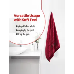 Kuber Industries Red & Brown 5 Pieces Striped 260 GSM Bath Towels image 3