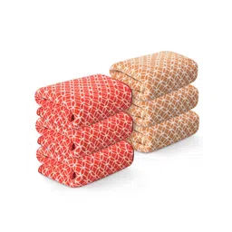 Kuber Industries Red & Brown 6-Pcs Printed Microfiber 280 GSM Ultra Absorbent Face Towels-picture-20