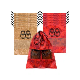 Kuber Industries Red & Cream-Coloured Set Of 12 Printed Shoe Cover-picture-18