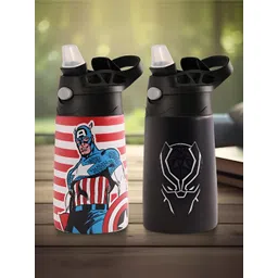 Kuber Industries Red & White 2 Pcs Marvel Printed Stainless Steel Sippers 350 ml each-picture-12