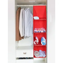 Kuber Industries Red Cotton Four Cabinet Hanging Baby Almirah Organiser-picture-17