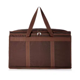 Kuber Industries Rexine Waterproof Large Storage BagCloth Organizer with 2 Side Zipper Closure and Handle,Dark Brown,-image-35