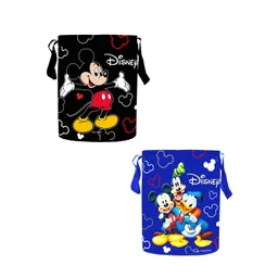 Kuber Industries Set Of 2 Black & Blue Disney Printed Waterproof Cotton Laundry Bags 45 L-picture-37