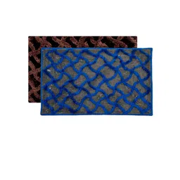 Kuber Industries Set Of 2 Blue & Brown Textured Velvet Anti-Skid Doormat-picture-16