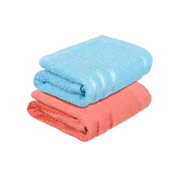 Kuber Industries Set Of 2 Blue & Orange-Coloured Striped Cotton Face Towels-picture-21