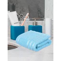 Kuber Industries Set Of 2 Blue & Peach-Coloured Striped Cotton Face Towels-picture-35