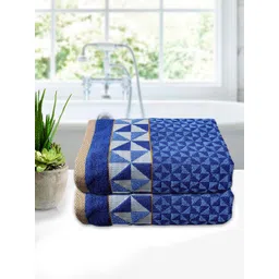Kuber Industries Set of 2 Blue & White Printed 400 GSM Pure Cotton Bath Towels-picture-16