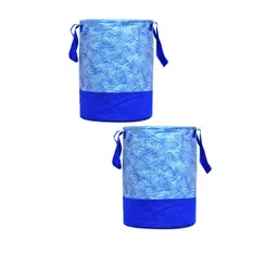 Kuber Industries Set Of 2 Blue & White Printed Waterproof Laundry Bags-picture-27