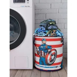 Kuber Industries Set of 2 Blue Marvel Captain America Foldable Waterproof Laundry Basket-picture-31
