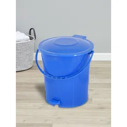 Kuber Industries Set Of 2 Blue Plastic Pedal Dustbin With Handle 10L-picture-43