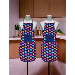 Kuber Industries Set Of 2 Blue Printed Kitchen Aprons-picture-44