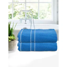 Kuber Industries Set Of 2 Blue Solid Cotton 400 GSM Bath Towels-picture-22