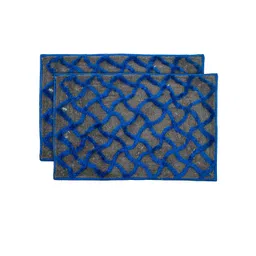 Kuber Industries Set of 2 Blue Textured Velvet Anti-Skid Doormats image 1
