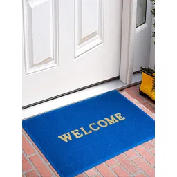 Kuber Industries Set Of 2 Blue Welcome Printed Rubber Anti Skid Door Mats-picture-34