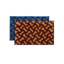 Kuber Industries Set Of 2 Brown & Blue Textured Velvet Anti-Skid Doormat-picture-17