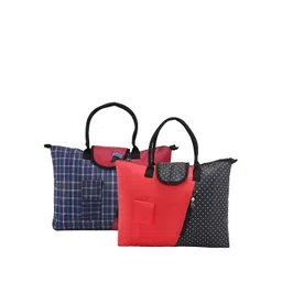 Kuber Industries Set Of 2 Checked & Printed Shopper Foldable Shoulder Bags-picture-37