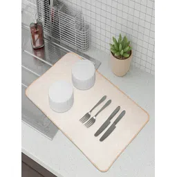 Kuber Industries Set Of 2 Cream & Maroon Self Design Dish Dry Mat-picture-11