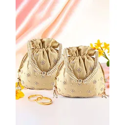 Kuber Industries Set Of 2 Embroidered Embellished Shagun Potli Clutch-picture-30