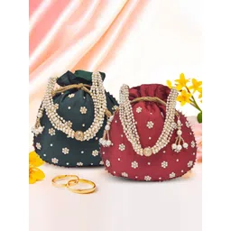 Kuber Industries Set Of 2 Embroidered Potli Clutches-picture-26