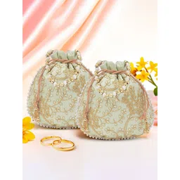 Kuber Industries Set Of 2 Embroidered Potli Clutches-picture-16