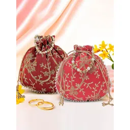 Kuber Industries Set Of 2 Embroidered Potli Clutches-picture-22