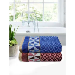 Kuber Industries Set Of 2 Maroon & Blue Printed 400GSM Pure Cotton Bath Towel-picture-14
