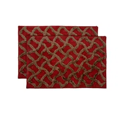 Kuber Industries Set Of 2 Maroon & Brown Textured Velvet Anti-Skid Doormats-picture-30