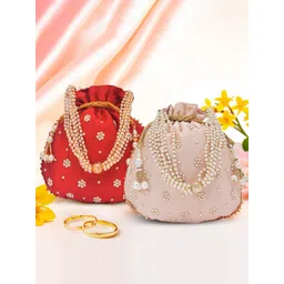 Kuber Industries Set of 2 Moti Embroidered Potli Bags-picture-17