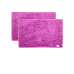 Kuber Industries Set Of 2 Purple Solid Shaggy Microfiber Anti-Skid Rectangular Doormats-picture-25