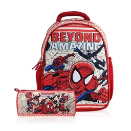 Kuber Industries (Set of 2) School College Combo Set | Marvel Amazing Spiderman Backpack & Pencil Pouch Set | Perfect Combo For Adults & Kids | Water Resistant School Combo Set | Blue - Height 17 Inches-picture-32