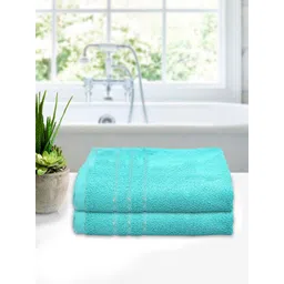 Kuber Industries Set Of 2 Solid Blue 210GSM Cotton Bath Towels-picture-25